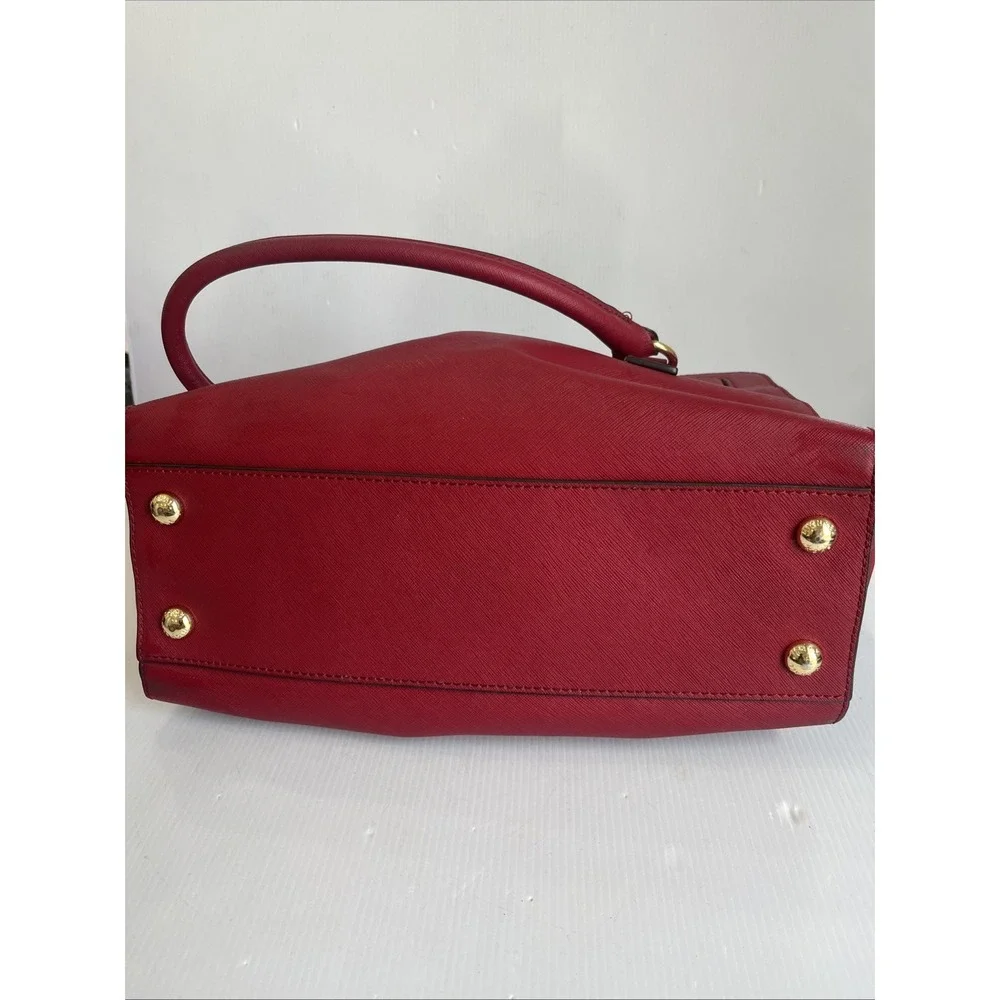 MICHAEL Michael Kors Hamilton Satchel Red Saffiano Leather
